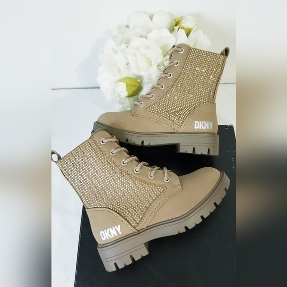 DKNY Stassi Menia Embellished Rhinestones Combat Boots - Picture 4 of 13